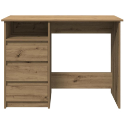 vidaXL 3 Drawer Single Shelf Computer Desk Brown - Size: 75 x 102 x 50cm - Wilko - thumbnail 5