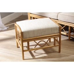 Desser Bali Beige and Cream Fabric Natural Rattan Footstool - Size: 48 x 64 x 46cm - Multi - Wilko - thumbnail 4