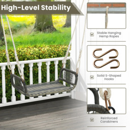 Costway Rattan Backless Garden Swing Bench - Size: 1 Seater - Wilko - thumbnail 7
