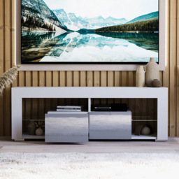 Vida Designs Luna 2 Drawer 2 Shelf White and Grey LED TV Unit - Size: 45 x 130 x 35cm - Wilko - thumbnail 7
