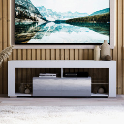 Vida Designs Luna 2 Drawer 2 Shelf White and Grey LED TV Unit - Size: 45 x 130 x 35cm - Wilko - thumbnail 4