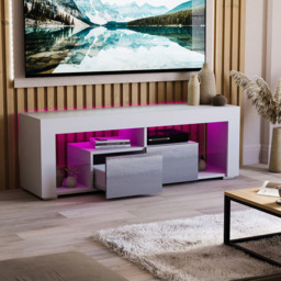 Vida Designs Luna 2 Drawer 2 Shelf White and Grey LED TV Unit - Size: 45 x 130 x 35cm - Wilko - thumbnail 6