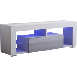 Vida Designs Luna 2 Drawer 2 Shelf White and Grey LED TV Unit - Size: 45 x 130 x 35cm - Wilko - thumbnail 3