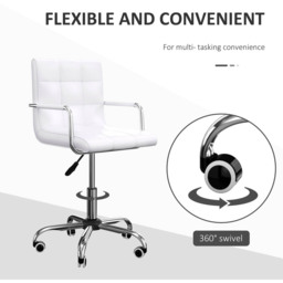 Portland White PU Leather Swivel Office Chair - Size: 52 x 54 x 99cm - Wilko - thumbnail 5