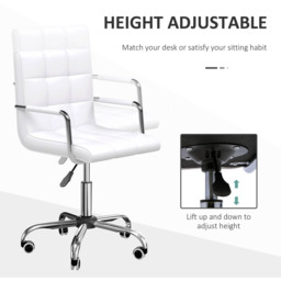 Portland White PU Leather Swivel Office Chair - Size: 52 x 54 x 99cm - Wilko - thumbnail 4