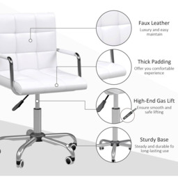 Portland White PU Leather Swivel Office Chair - Size: 52 x 54 x 99cm - Wilko - thumbnail 6
