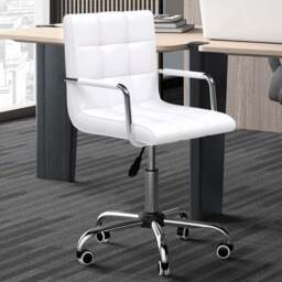 Portland White PU Leather Swivel Office Chair - Size: 52 x 54 x 99cm - Wilko