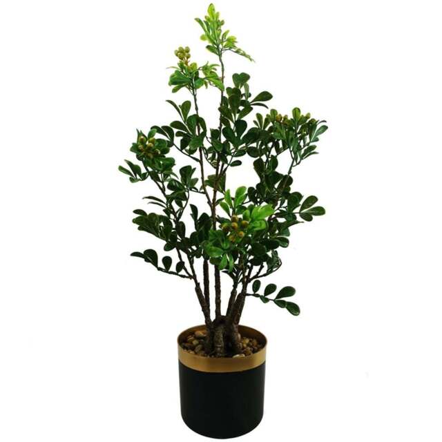 Leaf Bonsai Artificial Plant in Pot 60cm - Size: 60 x 30 x 30cm - Green - Wilko - image 1