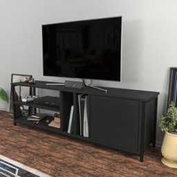 Decorotika Oneida Single Door 4 Shelf Black and Anthracite TV Unit - Size: 51 x 160 x 35cm - Multi - Wilko - thumbnail 5