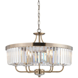Merano Ascoli Clear Cut Glass Antique Brass Plate Pendant Ceiling Light - Size: 55 x 55 x 190cm - Brown - Wilko - thumbnail 4