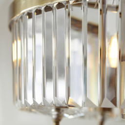 Merano Ascoli Clear Cut Glass Antique Brass Plate Pendant Ceiling Light - Size: 55 x 55 x 190cm - Brown - Wilko - thumbnail 7