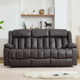 Artemis Home Sheridan 3 Seater Brown Leather Manual Recliner Sofa with Central Console - Wilko - thumbnail 3