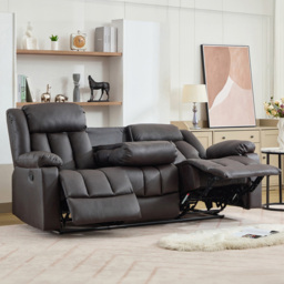 Artemis Home Sheridan 3 Seater Brown Leather Manual Recliner Sofa with Central Console - Wilko - thumbnail 4