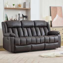 Artemis Home Sheridan 3 Seater Brown Leather Manual Recliner Sofa with Central Console - Wilko - thumbnail 5