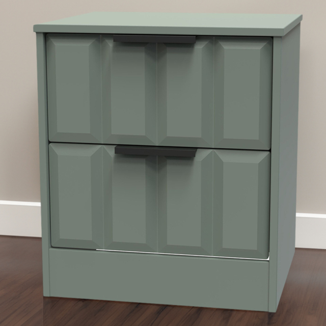 Crowndale New York 2 Drawer Reed Green Bedside Cabinet Ready Assembled - Wilko - image 1