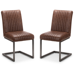 Julian Bowen Brooklyn Set of 2 Brown Dining Chair - Multi - Wilko - thumbnail 3