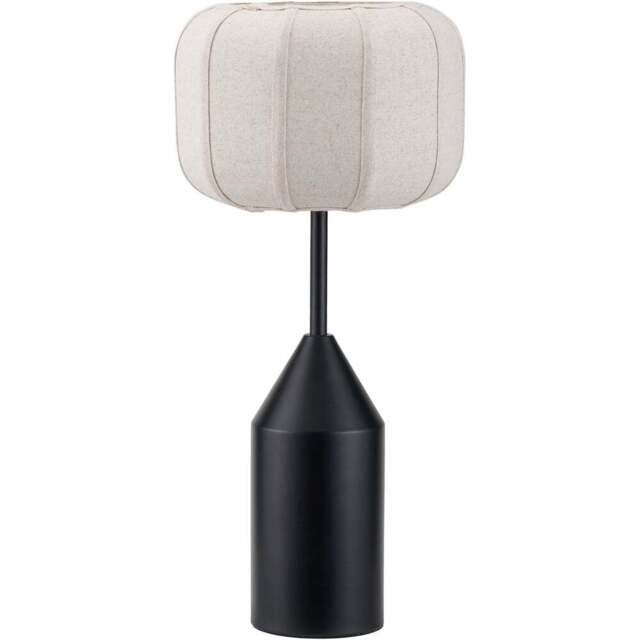 Pacific Lifestyle Oscar Natural Linen Shade Black Metal Structured Table Lamp - Size: 66 x 34 x 34cm - Wilko - image 1