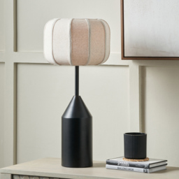 Pacific Lifestyle Oscar Natural Linen Shade Black Metal Structured Table Lamp - Size: 66 x 34 x 34cm - Wilko - thumbnail 3