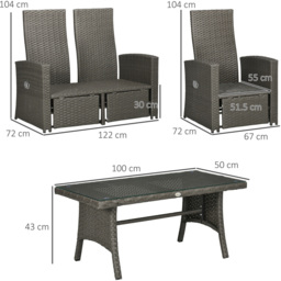 Outsunny 4 Seater Grey Rattan Sofa Lounge Set - Wilko - thumbnail 7