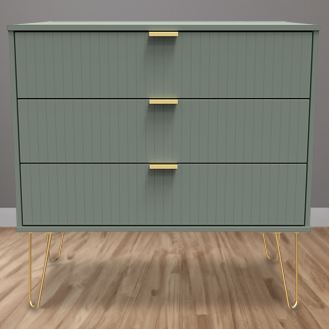 Crowndale 3 Drawer Reed Green Wide Chest of Drawers Ready Assembled - Wilko - image 1