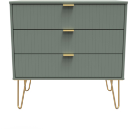 Crowndale 3 Drawer Reed Green Wide Chest of Drawers Ready Assembled - Wilko - thumbnail 4