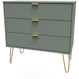 Crowndale 3 Drawer Reed Green Wide Chest of Drawers Ready Assembled - Wilko - thumbnail 3