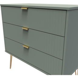 Crowndale 3 Drawer Reed Green Wide Chest of Drawers Ready Assembled - Wilko - thumbnail 6
