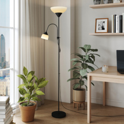 HOMCOM 2 Way Black Mother Child Floor Lamp with 3 Colour Temperatures - Size: 45 x 13 x 31cm - Wilko - thumbnail 5