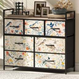 HOMCOM 7 Drawer Single Shelf White Fabric Chest of Drawers - Wilko