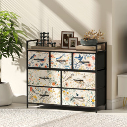 HOMCOM 7 Drawer Single Shelf White Fabric Chest of Drawers - Wilko - thumbnail 5