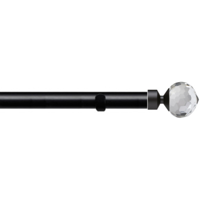 New Edge Blinds 90cm Fixed Length Black Eyelet Metal Curtain Pole Set with Bella Finial - Wilko - image 1
