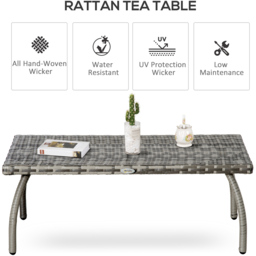 Outsunny Grey Rattan Coffee Table - Size: 90 x 50 x 35cm - Wilko - thumbnail 5