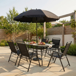Arosa 6 Seater Dining Table and Chair Set - Black - Outdoor Essentials - Wilko - thumbnail 4