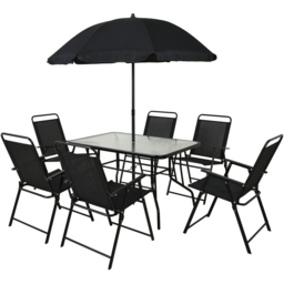 Arosa 6 Seater Dining Table and Chair Set - Black - Outdoor Essentials - Wilko - thumbnail 3