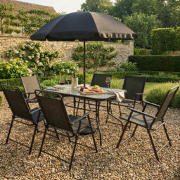 Arosa 6 Seater Dining Table and Chair Set - Black - Outdoor Essentials - Wilko - thumbnail 6