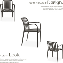 tectake Alcudia Set of 6 Anthracite Garden Chair - Size: 80.5 x 54.5 x 58cm - Grey - Wilko - thumbnail 7