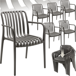 tectake Alcudia Set of 6 Anthracite Garden Chair - Size: 80.5 x 54.5 x 58cm - Grey - Wilko - thumbnail 3