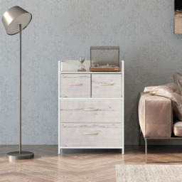 HOMCOM 4 Drawer Natural Bedroom Chest of Drawers - Brown - Wilko - thumbnail 4