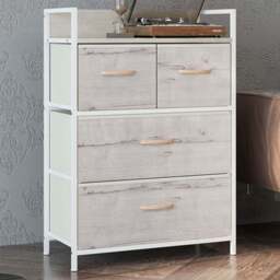 HOMCOM 4 Drawer Natural Bedroom Chest of Drawers - Brown - Wilko - thumbnail 1