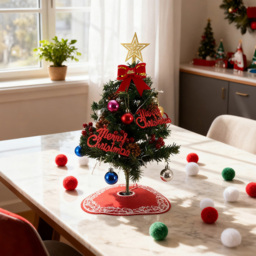 Living and Home LED Lights Baubles and Gold Star Top Mini Artificial Christmas Tree 1.8ft - Multi - Wilko - thumbnail 3