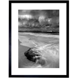 Wee Blue Coo Black and White Storm Sea Beach Wave Landscape Framed Wall Art Print 30 x 41cm - Size: 43.3 x 33.3 x 1.5cm - Grey - Wilko - thumbnail 1