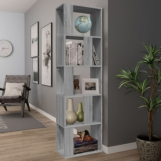 vidaXL 7 Shelf Grey Sonoma Oak Bookcase - Size: 160 x 45 x 24cm - Wilko - image 1