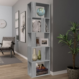vidaXL 7 Shelf Grey Sonoma Oak Bookcase - Size: 160 x 45 x 24cm - Wilko