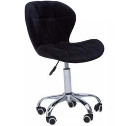 Premier Housewares Black Velvet Quilted Home Office Chair - Size: 49 x 55 x 98cm - Multi - Interiors by Premier - Wilko - thumbnail 3