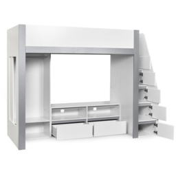 Julian Bowen Gaia Single White and Silver High Sleeper TV Bed - Wilko - thumbnail 5