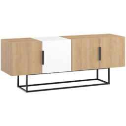 Decortie Tontini 4 Door Oak and White TV Unit - Size: 55 x 140 x 37.5cm - Multi - Wilko - thumbnail 3