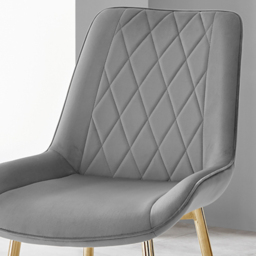 Furniturebox Cesano Set of 2 Grey and Gold Velvet Dining Chair - Wilko - thumbnail 6