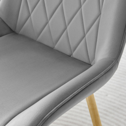 Furniturebox Cesano Set of 2 Grey and Gold Velvet Dining Chair - Wilko - thumbnail 3