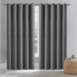 Velosso Waffle Silver Blackout Curtains 137 x 168cm - Size: W 168 x D 137cm - Grey - Wilko - thumbnail 7