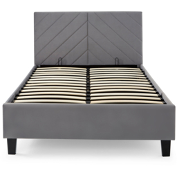 GFW Thea Double Grey Velvet End Lift Ottoman Bed with Chevron Headboard - Wilko - thumbnail 5